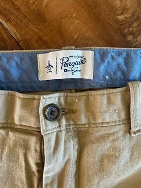 Original Penguin Tan Chino Pants with Blue Waistband Lining